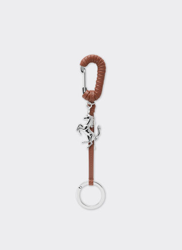 Metal and leather keyring with charm Ferrari Metal and leather keyring with charm Tobacco 50010f