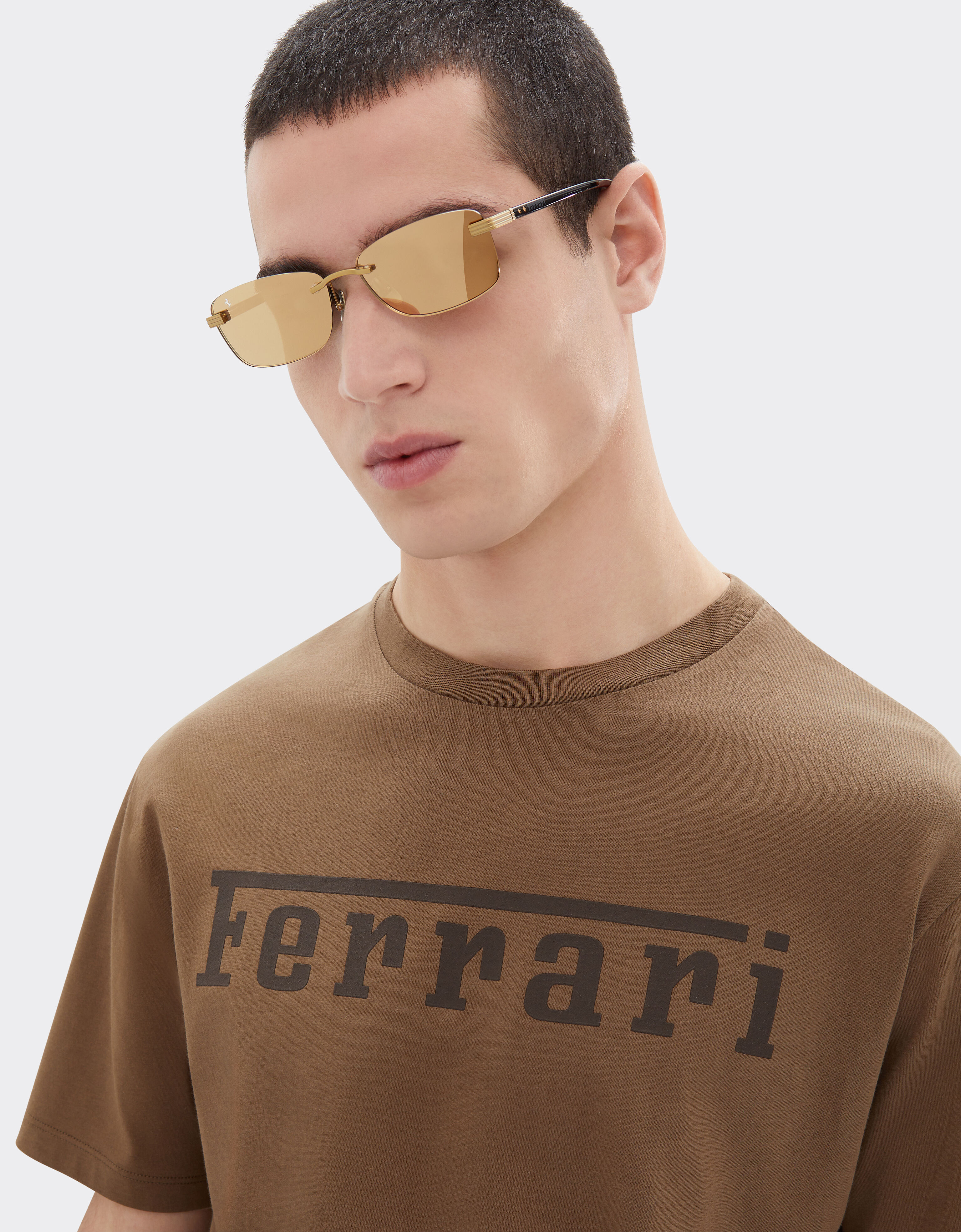 Ferrari Ferrari sunglasses in matte gold titanium and acetate with transparent gold mirrored lenses Oro LA0L9f
