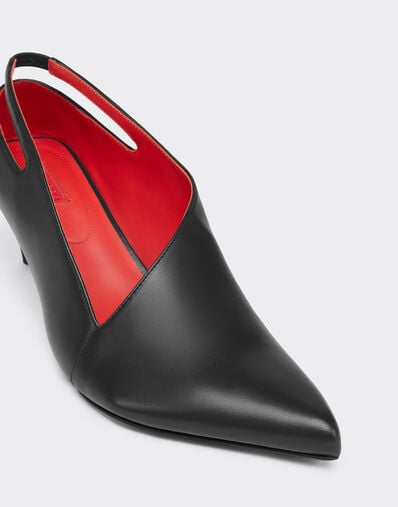 Ferrari Leather Slingback with Side Cut-out Marrone Scuro CSWSL0006XL00004f