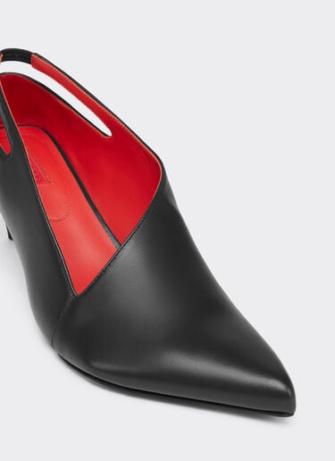 Ferrari Leather Slingback with Side Cut-out Marrone Scuro CSWSL0006XL00004f