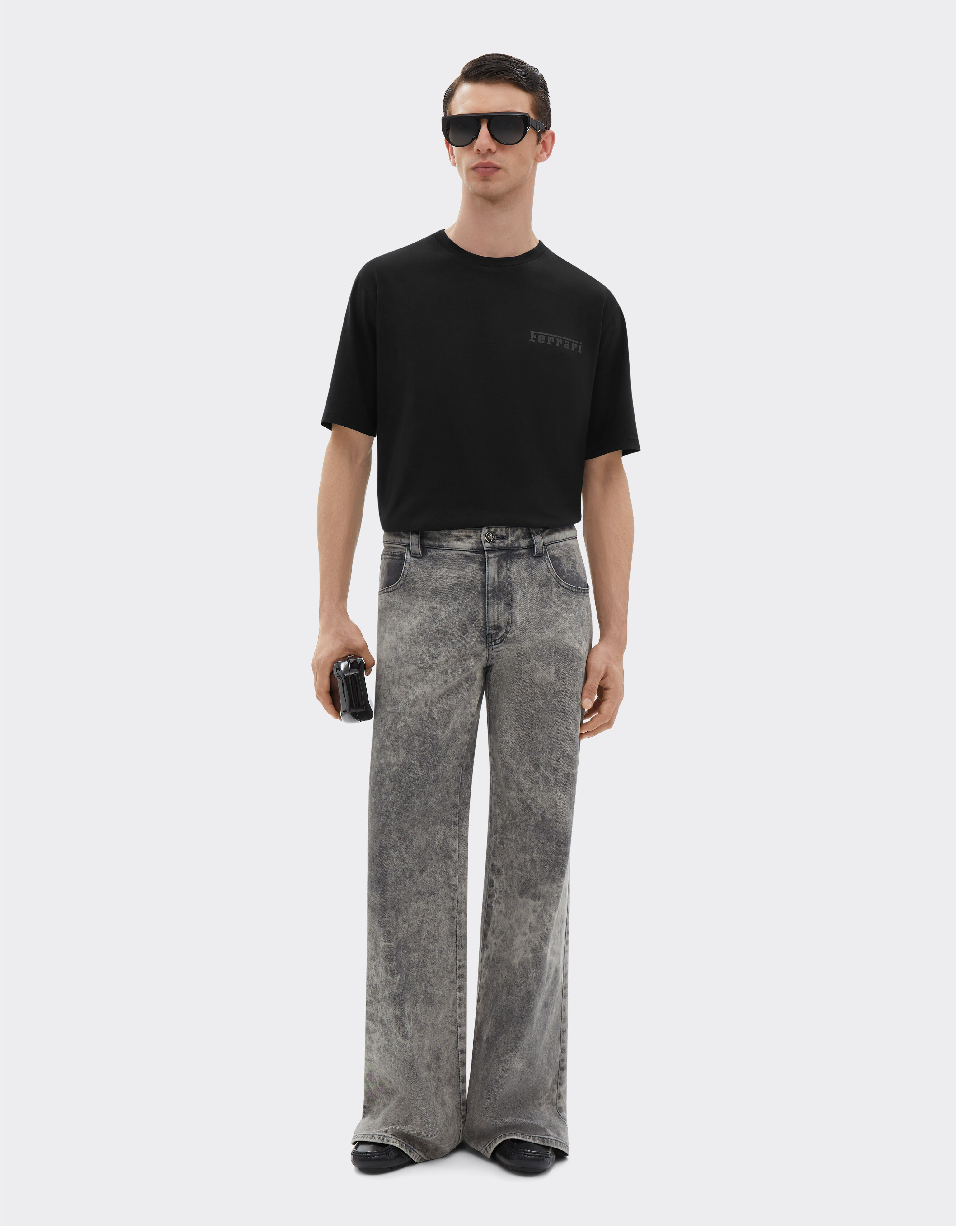 Ferrari 法拉利徽标棉质 T 恤 黑色 21163f