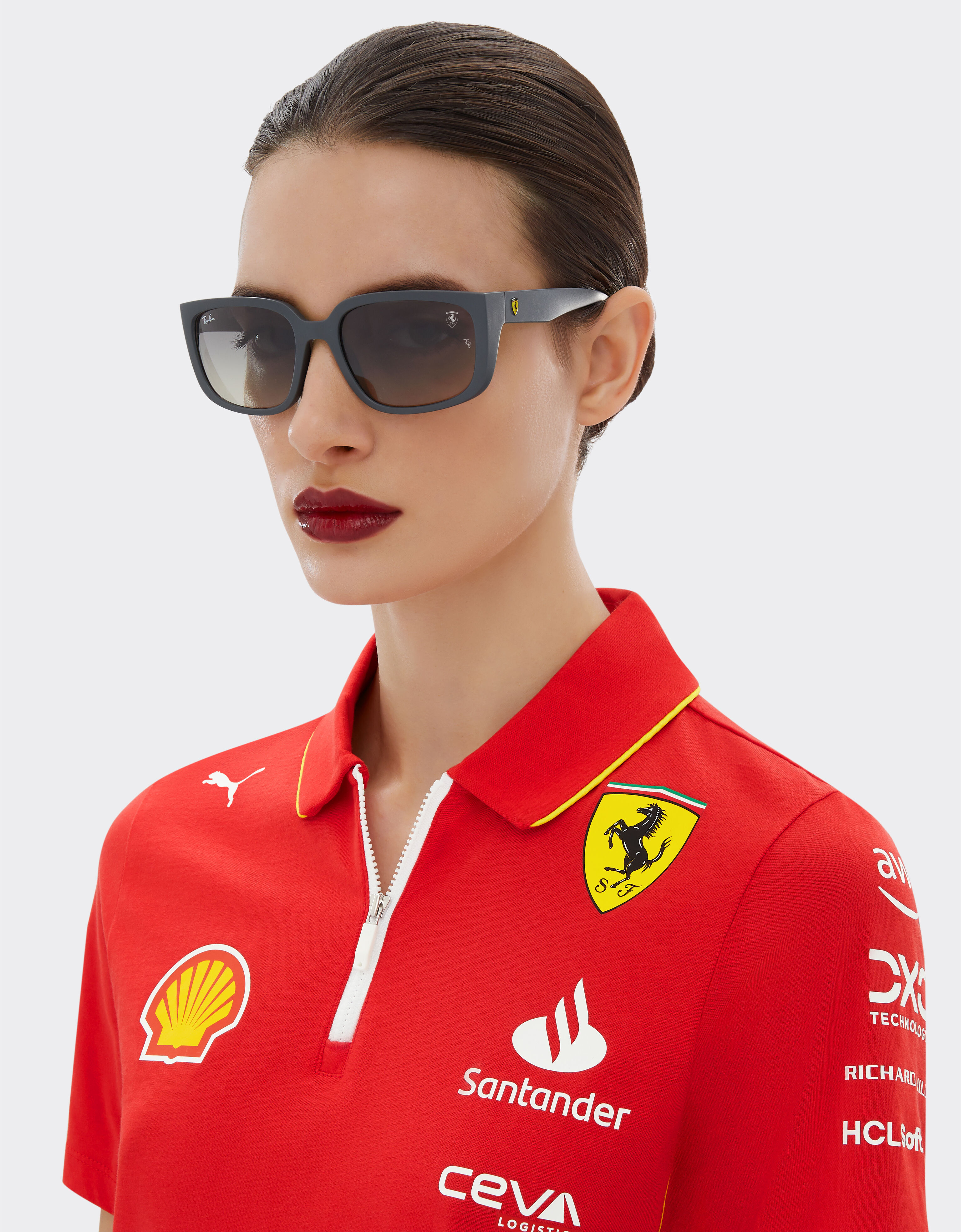 Ferrari 雷朋与法拉利车队合作款 RB4443M 灰色渐变镜片灰色 PEEK 太阳镜 Ingrid F1518f