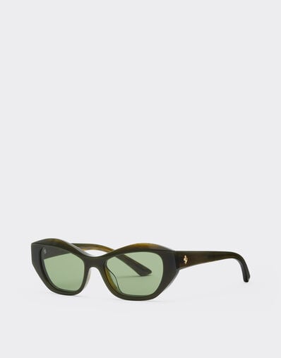 Ferrari Ferrari sunglasses in  green striped acetate  with solid green lenses Verde Abetone LA0L5f