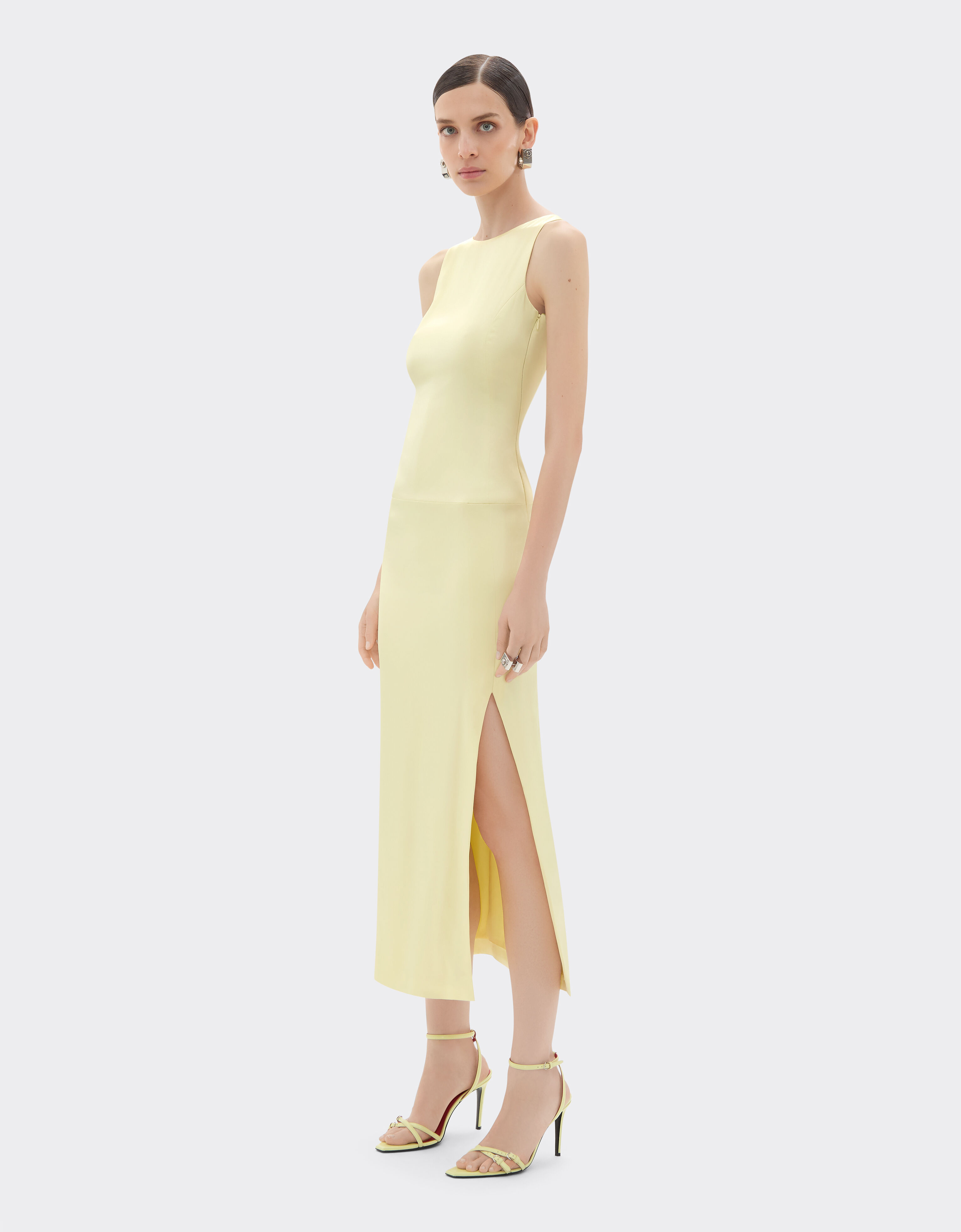 Long stretch satin dress Ferrari Long stretch satin dress Iris Yellow 49931f