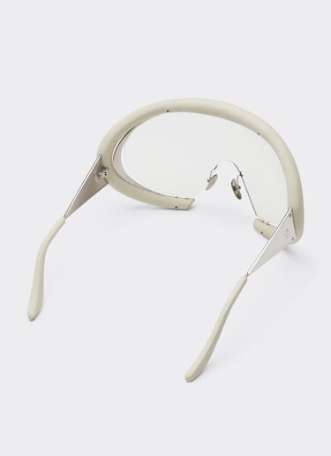 Ferrari Ferrari sunglasses in shinysilver metal and chalk white leather with transparent lenses Bianco Ottico LA0LLf