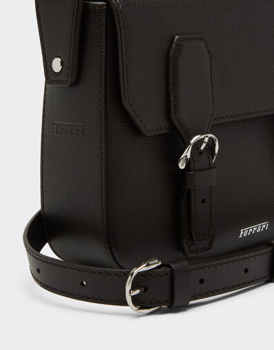 Ferrari Messenger bag in grenade leather Marrone Scuro 50583f