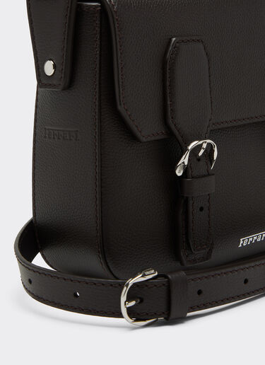 Ferrari Messenger bag in grenade leather Marrone Scuro 50583f