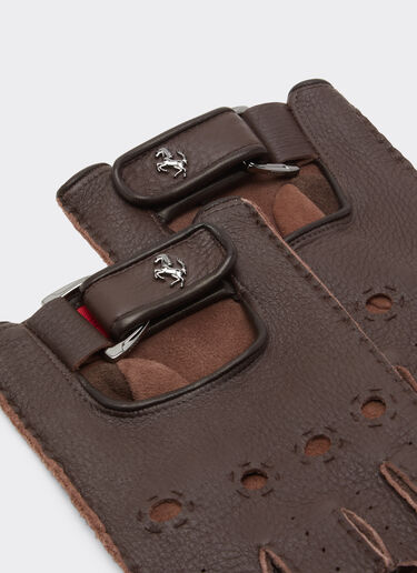 Ferrari Fingerless leather driving gloves Tabacco 47148f