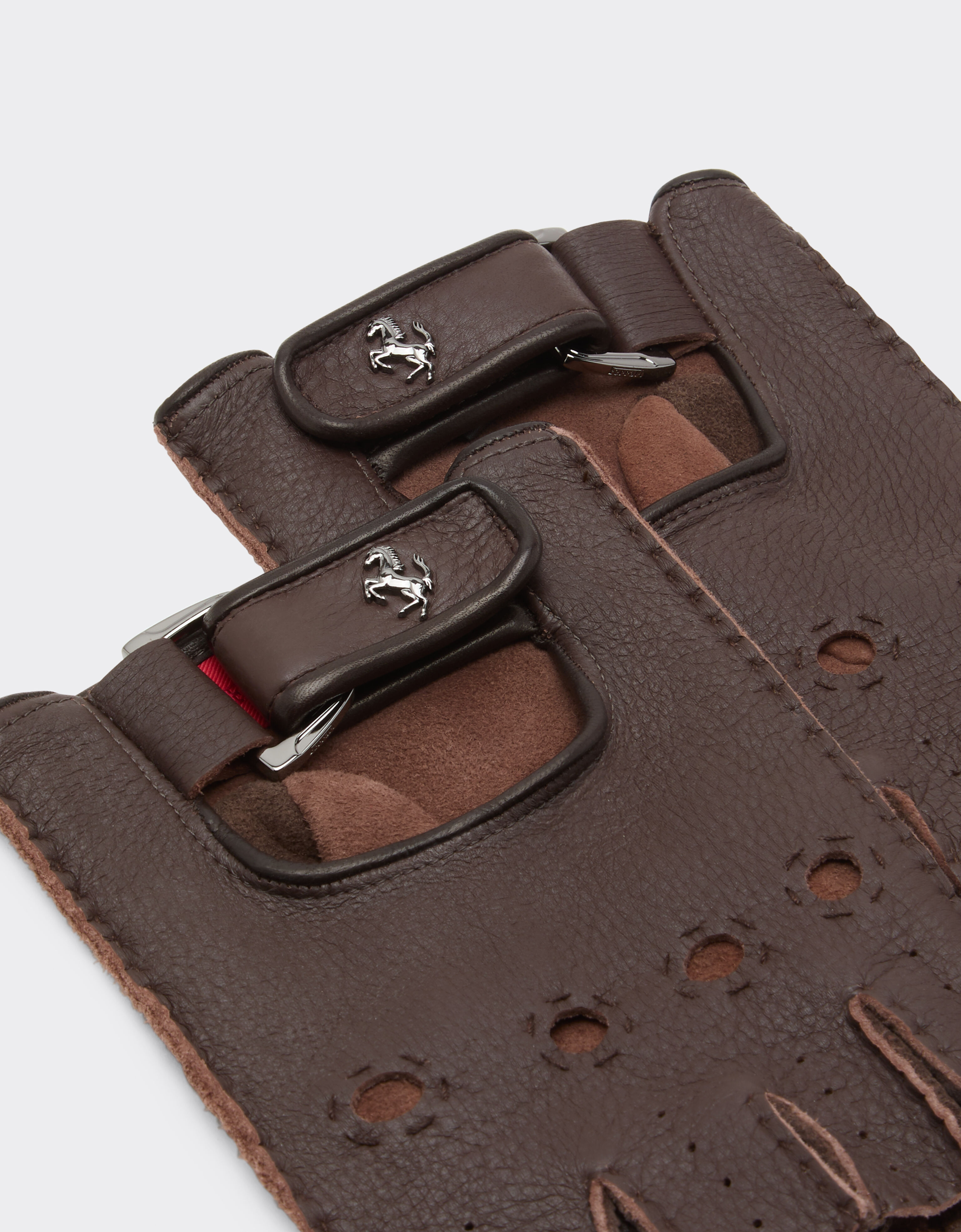Ferrari Fingerless leather driving gloves Tabacco 47148f