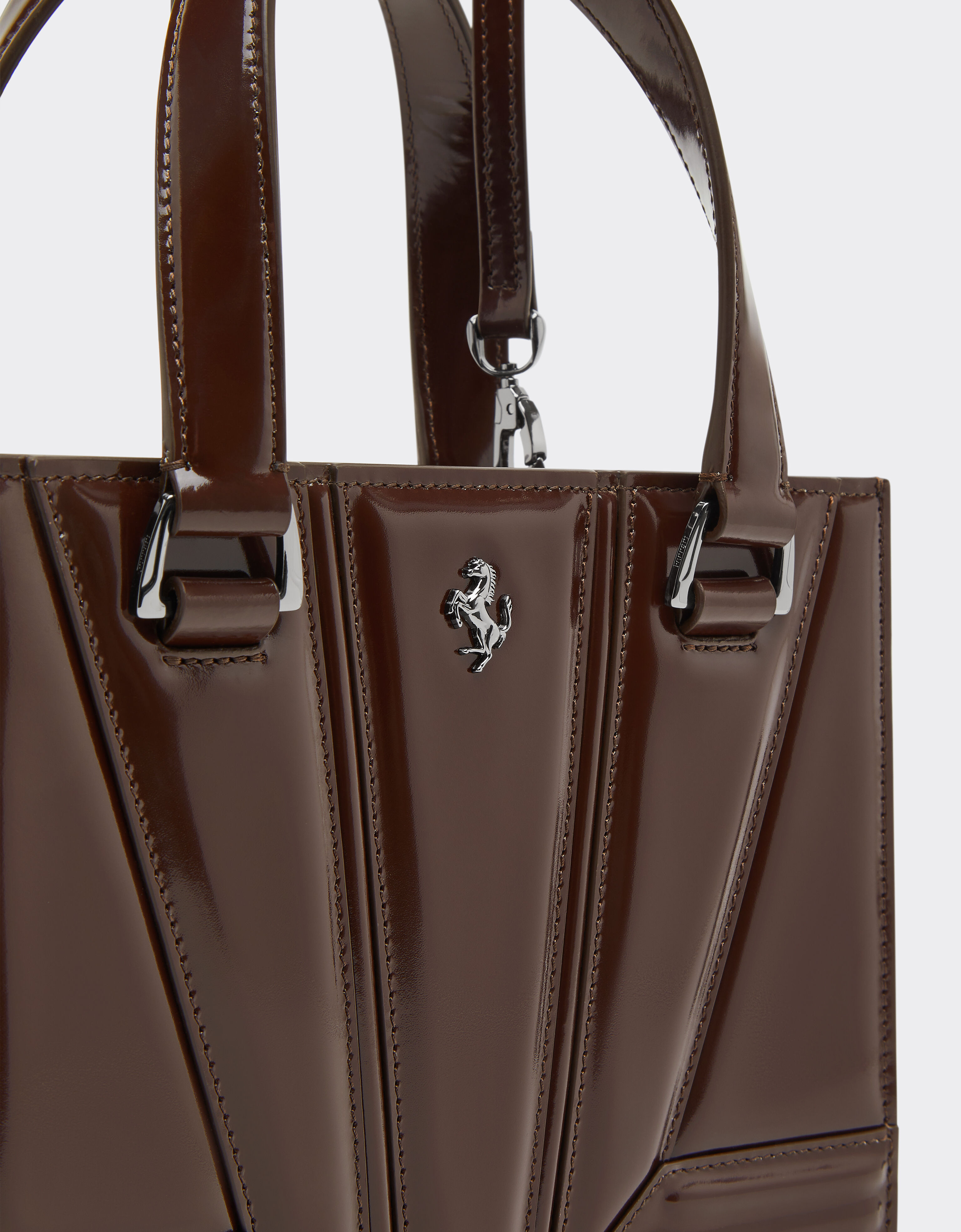 Ferrari Ferrari GT mini tote bag in glossy leather Espresso 49122f