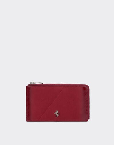 Ferrari Wallet with zip in smooth leather and nubuck Maison Red 50522f