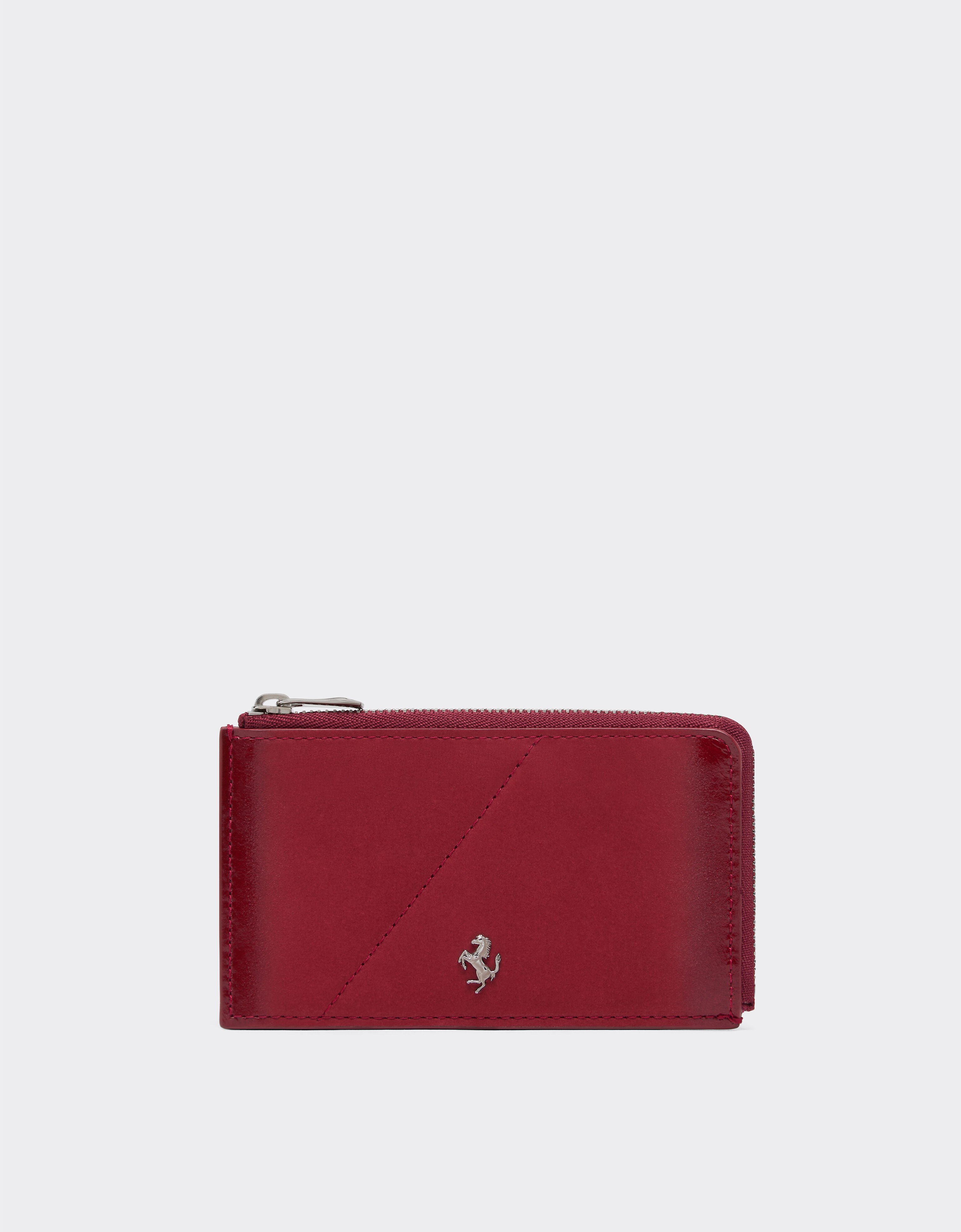 Wallet with zip in smooth leather and nubuck Ferrari Wallet with zip in smooth leather and nubuck Maison Red 50522f