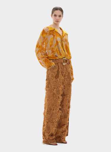 Silk velvet shirt with dévoré print Ferrari Silk velvet shirt with dévoré print Gold 50313f