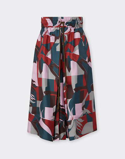 Ferrari Silk skirt with color block Cavallino print Peacock 22650f