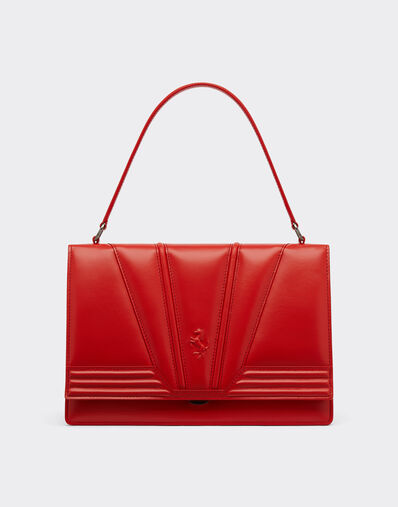 Ferrari 法拉利 GT Bag 3D 图案顶部手柄皮革手袋 Rosso Dino 红色 20324f