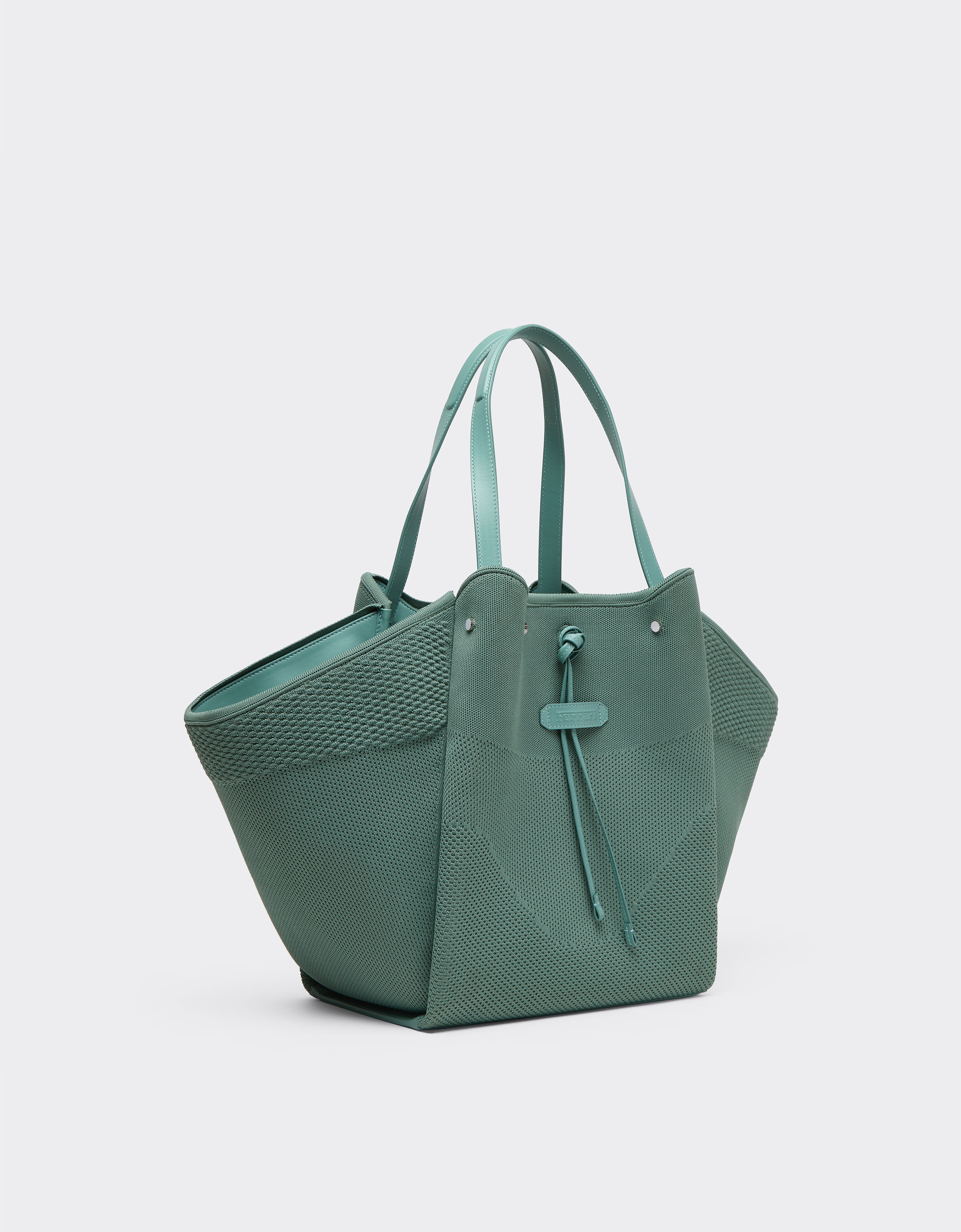Knitted and leather tote bag Ferrari Knitted and leather tote bag Verde Granito 50170f