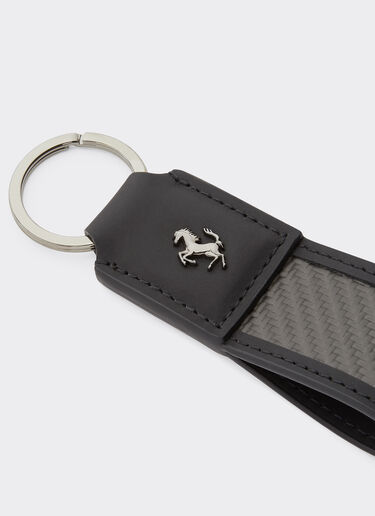 Ferrari Leather and carbon fiber keychain Black 20629f