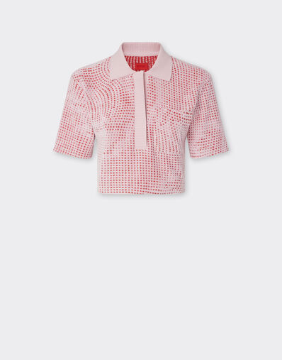 Ferrari Cavallino Dots 图案提花毛圈短款 Polo 衫 紫藤色 22485f