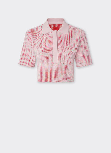 Cavallino Dots 图案提花毛圈短款 Polo 衫 Ferrari Cavallino Dots 图案提花毛圈短款 Polo 衫 紫藤色 22485f