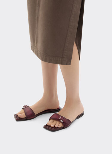 Ferrari Flat leather sandals Rosso Maison 49995f