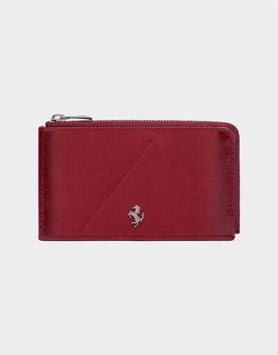 Ferrari Wallet with zip in smooth leather and nubuck Maison Red 50522f