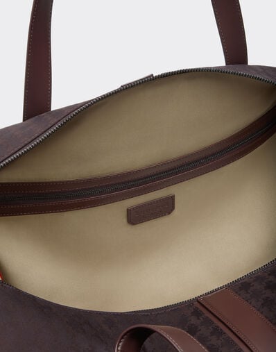 Ferrari Q-Cycle® jacquard duffle bag with Cavallino pattern Mahogany 49135f
