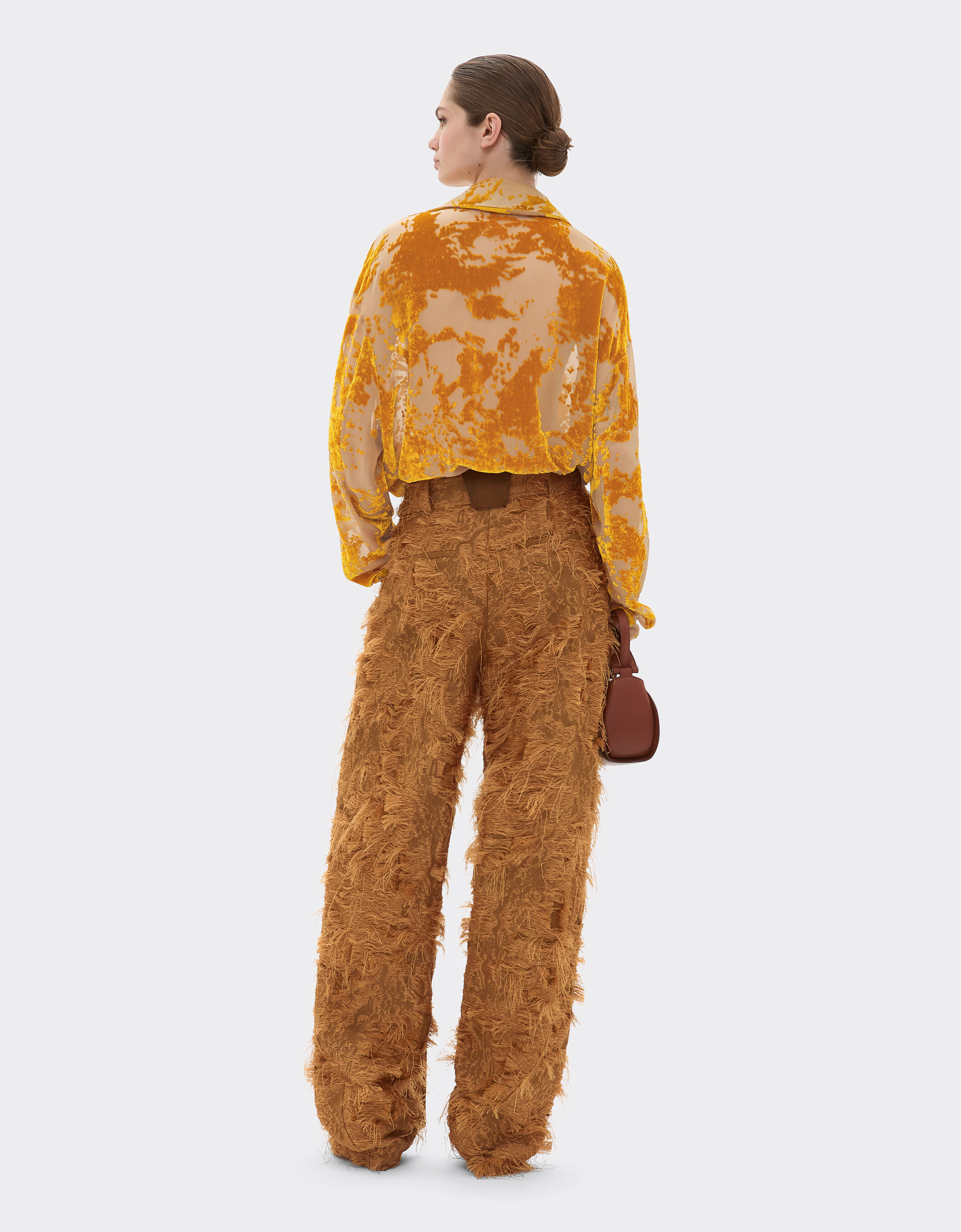 Ferrari Silk velvet shirt with dévoré print Gold 50313f