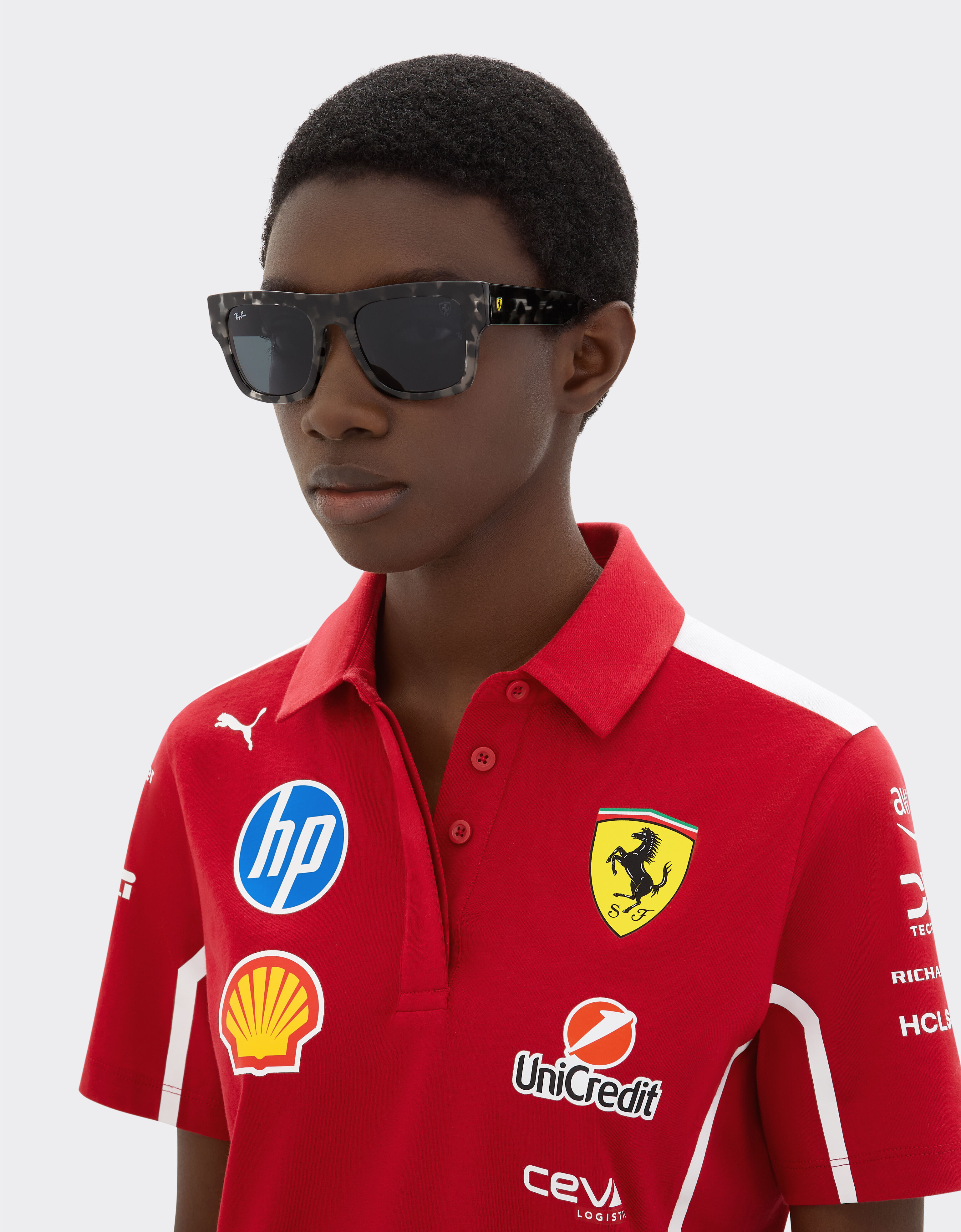 Ferrari 雷朋与法拉利车队合作款 RB2217M 深灰色镜片哈瓦那灰色醋酸纤维太阳镜 Ingrid LA014f