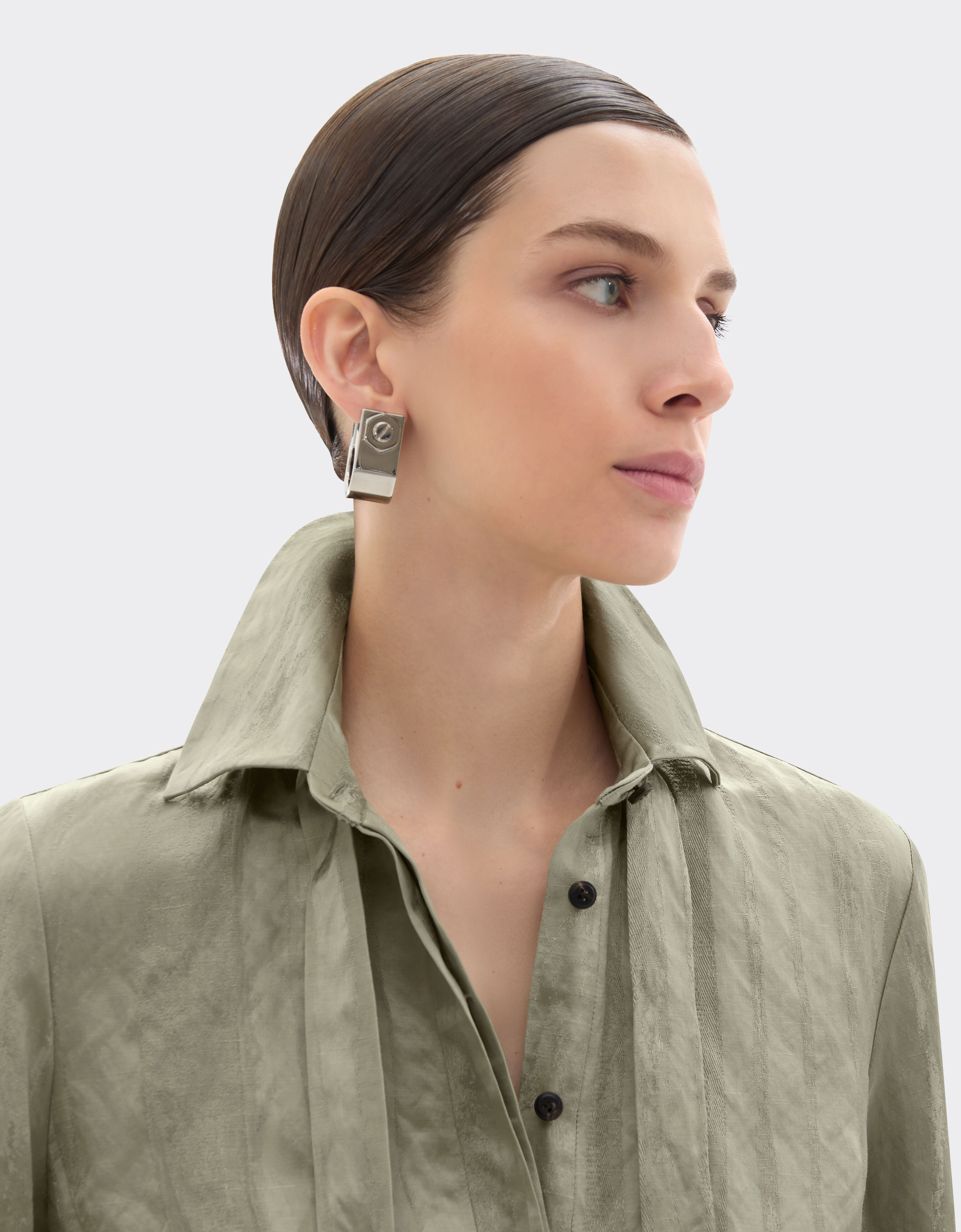 条纹图案提花连衣裙 Ferrari 条纹图案提花连衣裙 Khaki Green 50353f