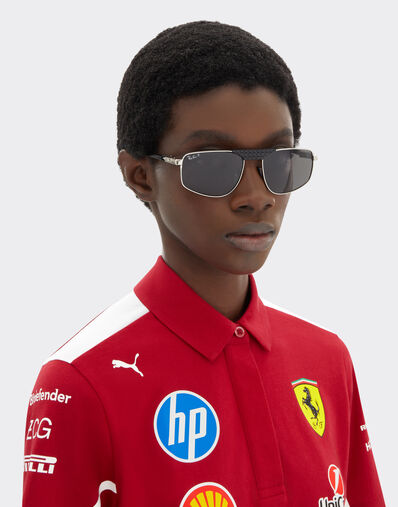 Ferrari 雷朋与法拉利车队联名款 RB3776M 深灰色偏光镜片银黑金属太阳镜 银色 LA0EHf