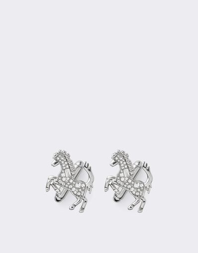 Ferrari Prancing Horse Rhinestone Cufflinks Silver CGMCF0002JU00005f