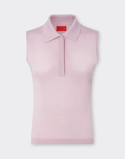 Ferrari 羊绒真丝无袖 Polo 衫 紫藤色 22748f