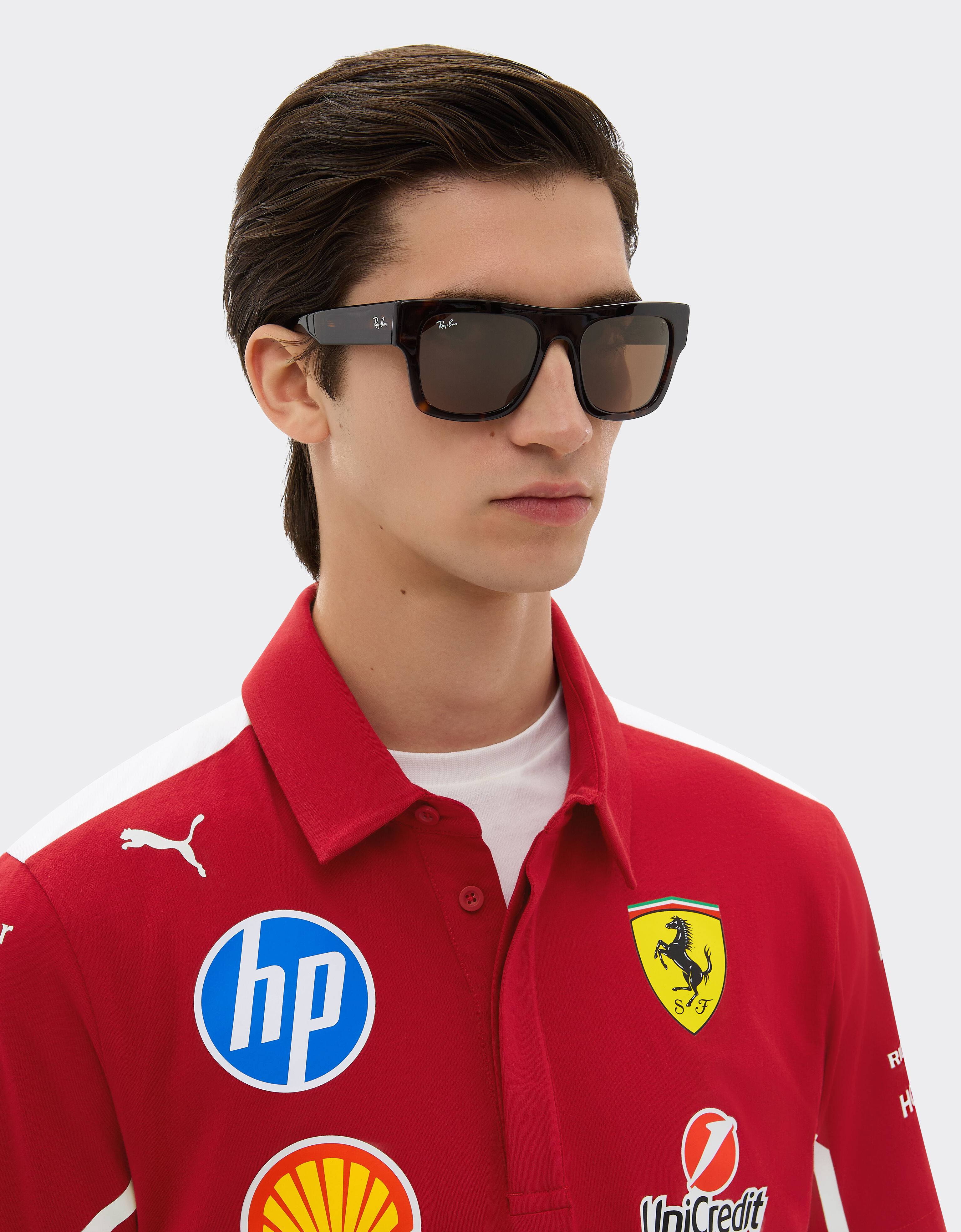 Ferrari 雷朋与法拉利车队合作款 RB2217M 深棕色镜片哈瓦那色醋酸纤维太阳镜 米色 LA01Hf