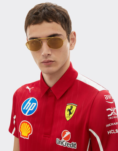Ferrari 雷朋与法拉利车队联名款 RB3775M 浅棕色镜面金色镜片金色金属太阳镜 金色 LA0EDf