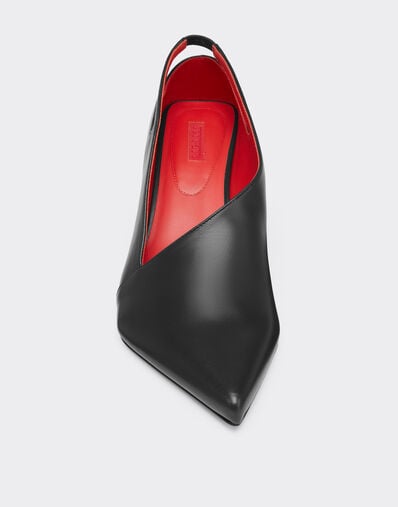 Ferrari Leather Slingback with Side Cut-out Marrone Scuro CSWSL0006XL00004f
