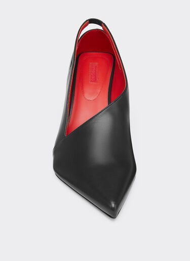 Ferrari Leather Slingback with Side Cut-out Marrone Scuro CSWSL0006XL00004f