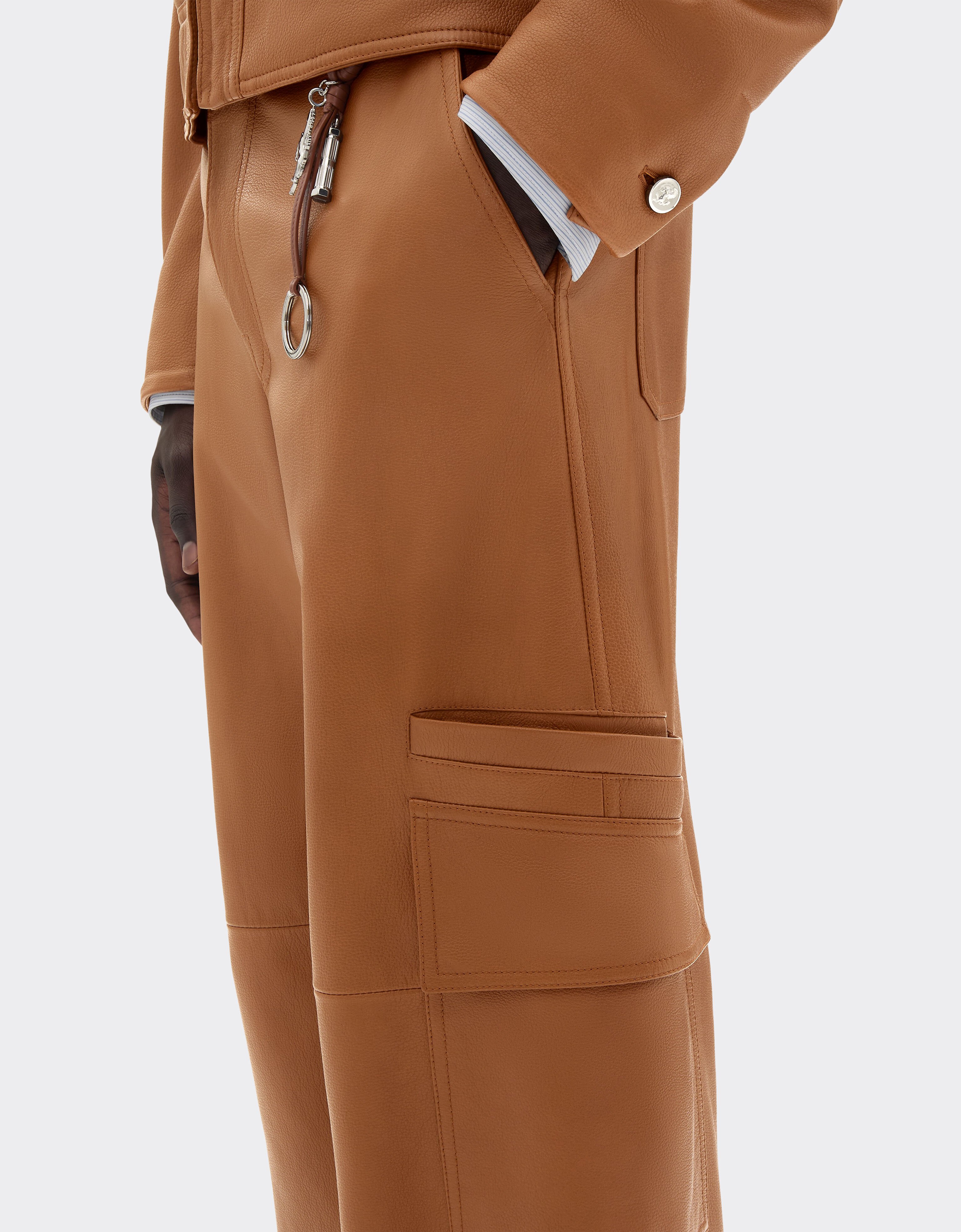 Deer-effect nappa leather cargo pants Ferrari Deer-effect nappa leather cargo pants Cognac 49910f