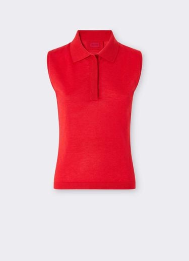 Ferrari Polo sin mangas de cachemira y seda Rosso Magma CKWPO0004KWS0006f