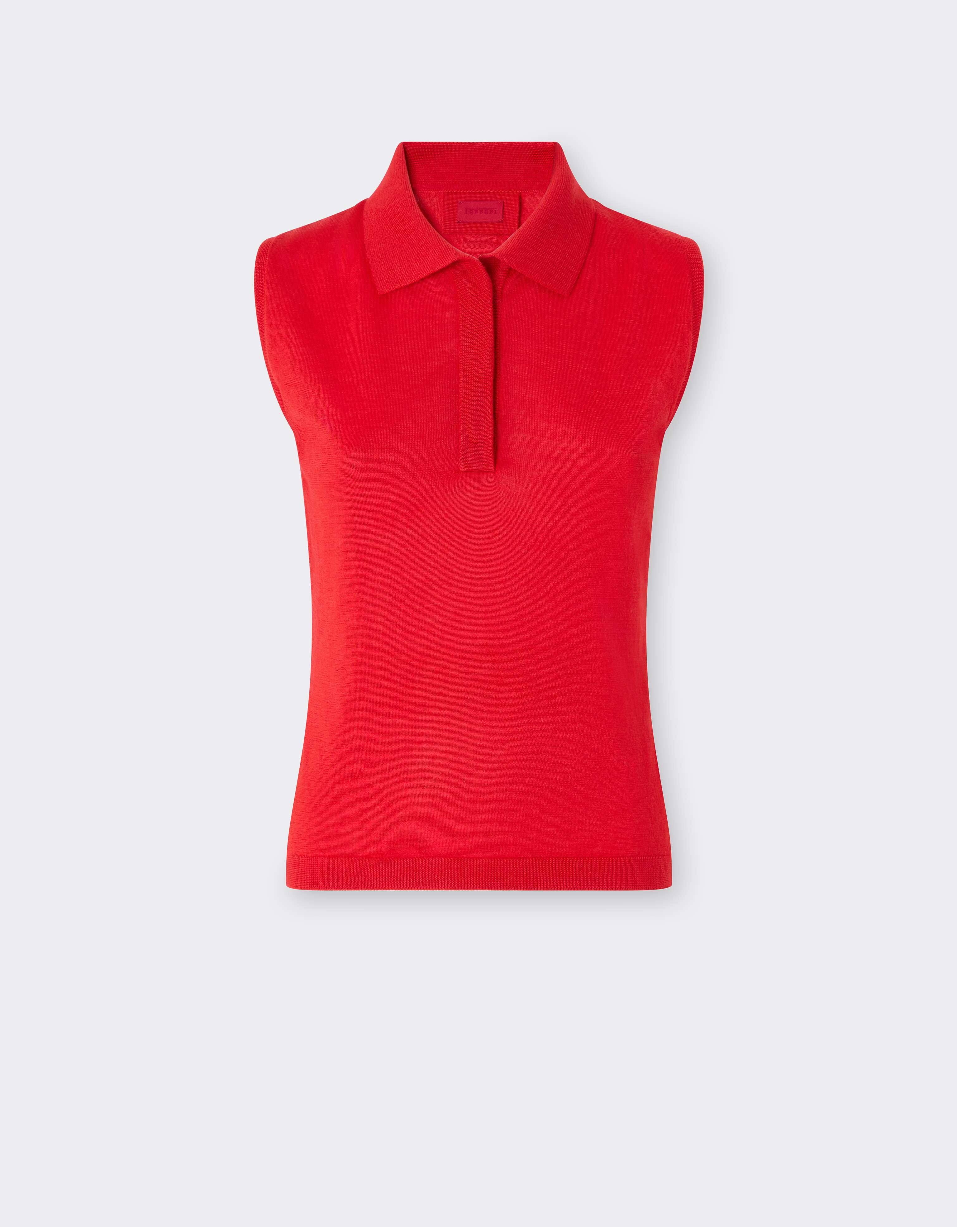 Ferrari Polo sin mangas de cachemira y seda Rosso Magma CKWPO0004KWS0006f