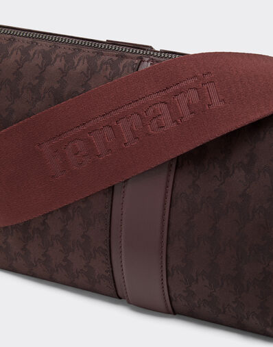 Ferrari Q-Cycle® jacquard crossbody bag with Cavallino pattern Mahogany 49139f