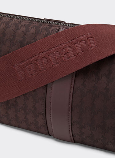 Ferrari Q-Cycle® jacquard crossbody bag with Cavallino pattern Mahogany 49139f