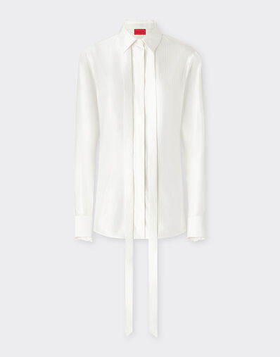 Ferrari Satin shirt with micro-stripe pattern Ivory 49930f