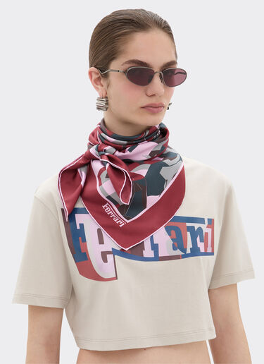 Silk yoke with color block Cavallino print Ferrari Silk yoke with color block Cavallino print Peacock 22716f