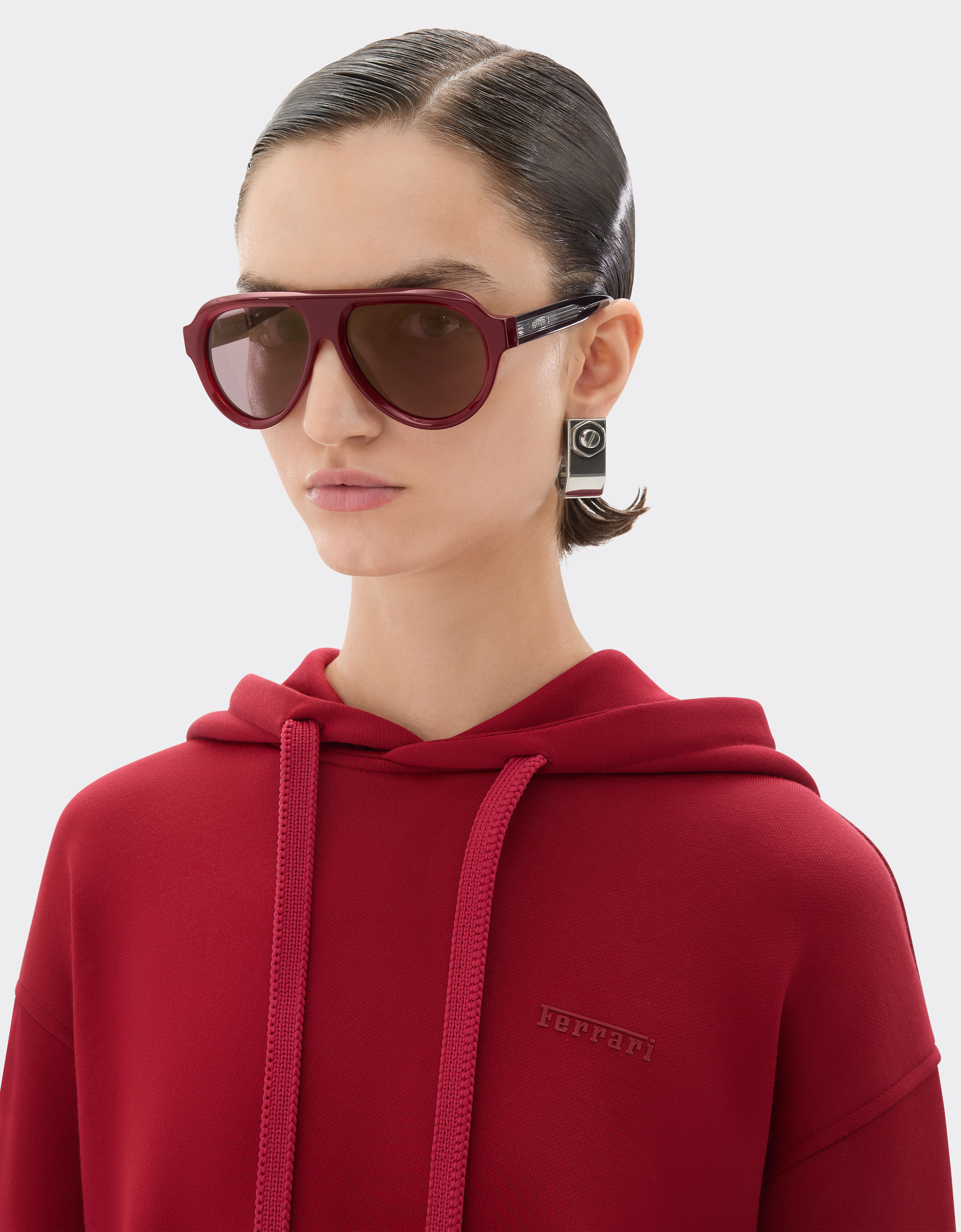 Ferrari Ferrari sunglasses in opal red acetate with gold mirrored violet polarized lenses Dark Red LA0EVf