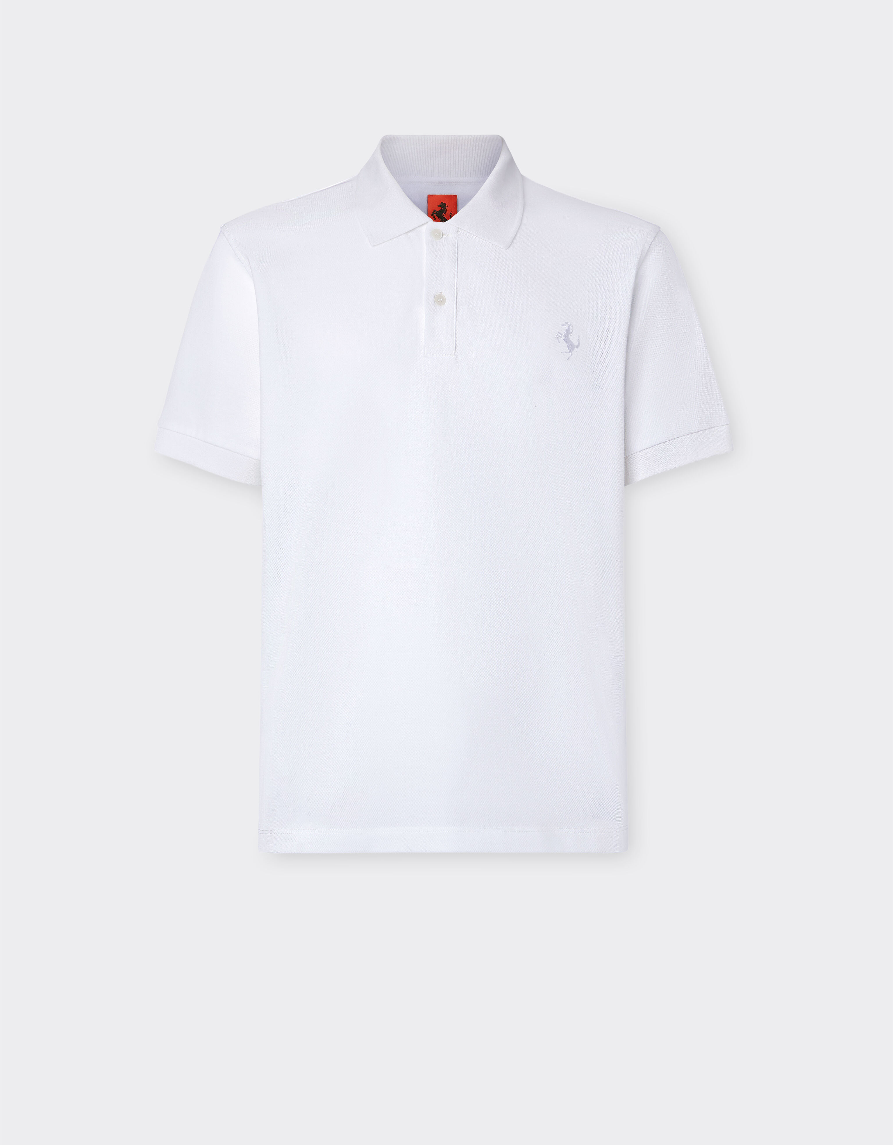 Organic cotton piqué polo shirt with Prancing Horse Ferrari Organic cotton piqué polo shirt with Prancing Horse White CJMPO0014JCO0053f