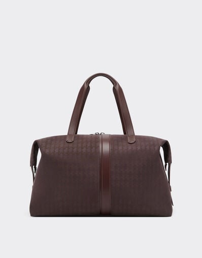 Ferrari Q-Cycle® jacquard duffle bag with Cavallino pattern Mahogany 49135f