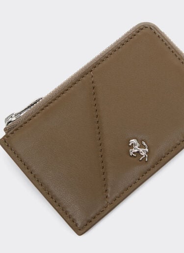 Ferrari 皮革拉链卡夹 Khaki Green 50622f