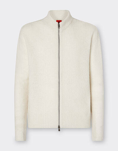 Ferrari 羊绒和美利奴羊毛拉链开衫 象牙白 21654f