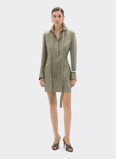 条纹图案提花连衣裙 Ferrari 条纹图案提花连衣裙 Khaki Green 50353f