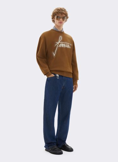 Sweat à col rond avec broderie Ferrari Ferrari Sweat à col rond avec broderie Ferrari Caffè CJMSW0036JCO0046f